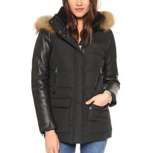 MACKAGE Orla-F5 Down Filled Puffer Genuine Fur Hood Leather Sleeves Coat sz S